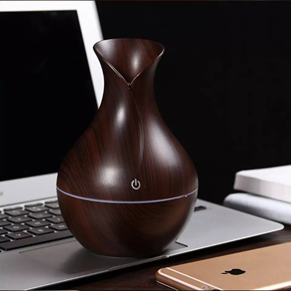 Elegantni 130ml Ultrazvučni Difuzor Eteričnih Ulja sa Teksturom Drveta - Vaš Kutak Opuštanja Azijashop