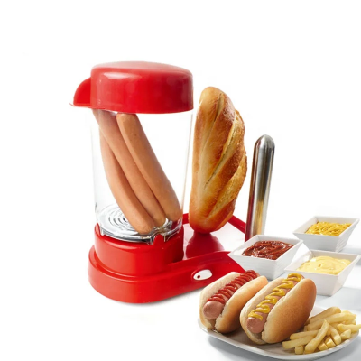 Crveni aparat za hot dog virsle kuvanje parenje virsli i grejanje hleba kućni aparat za brzu hranu