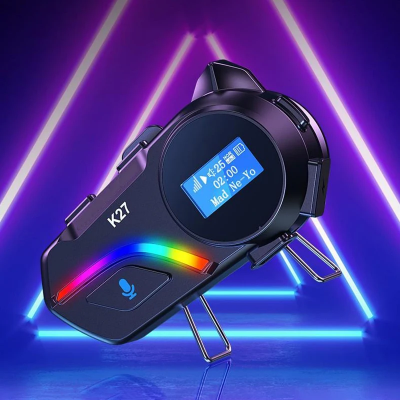 Bluetooth interkom za motor kacigu K27 RGB svetla odlicna komunikacija tokom voznje slusanje muzike i GPS instrukcija