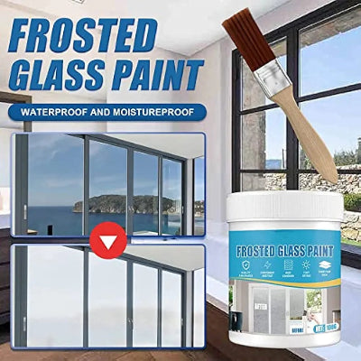 Frosted Glass Paint boja za zatamnjivanje stakla. Prikaz upotrebe za privatnost na prozorima i vratima unutar doma.