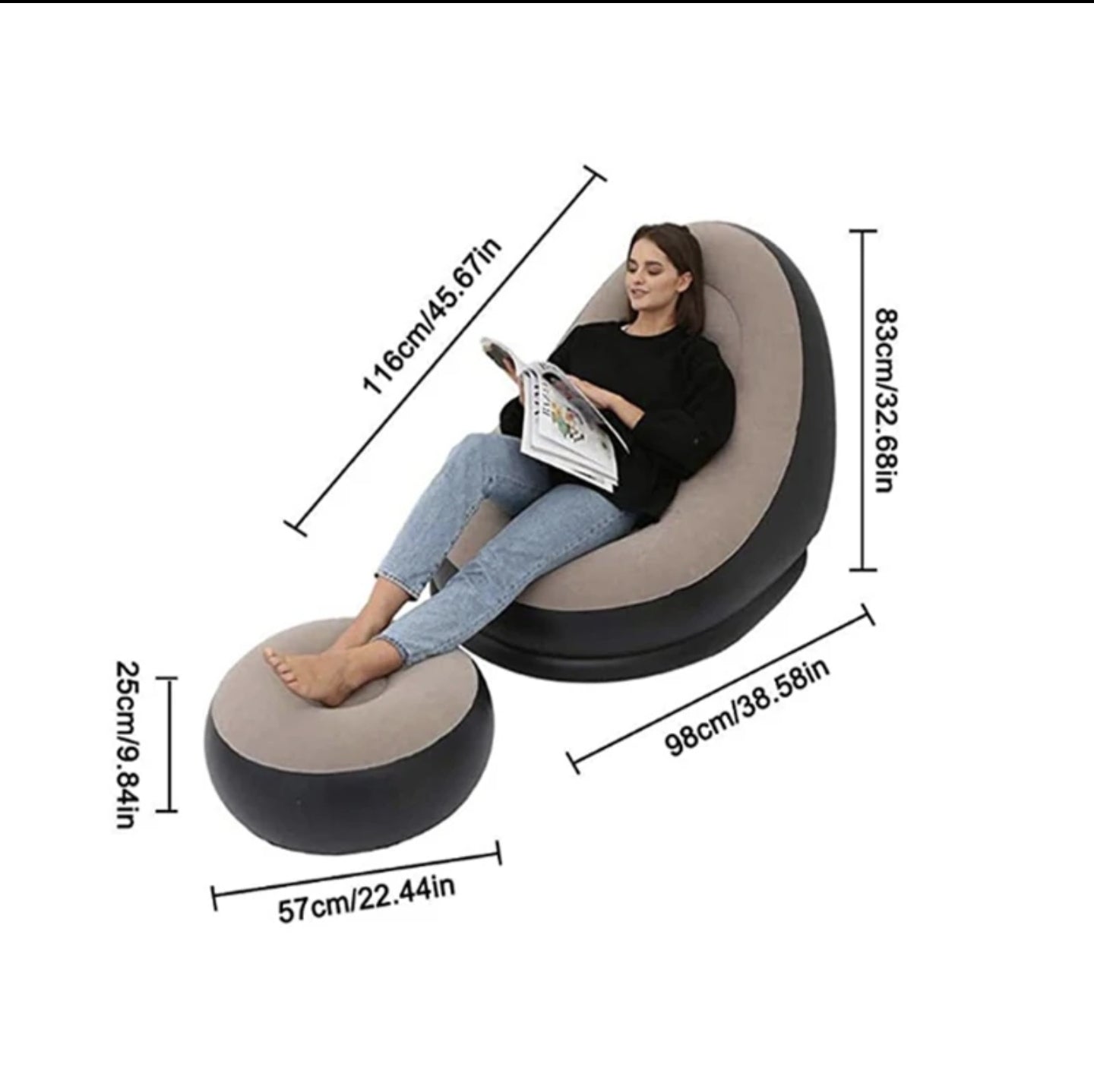 Fotelja na naduvavanje sa tabureom - Azijashop