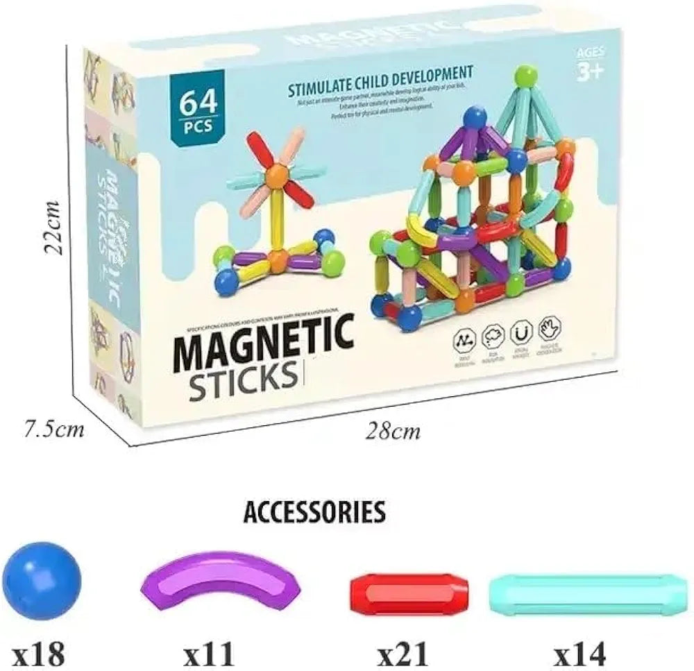 Raznobojni magnetni štapići 64 kom - Azijashop