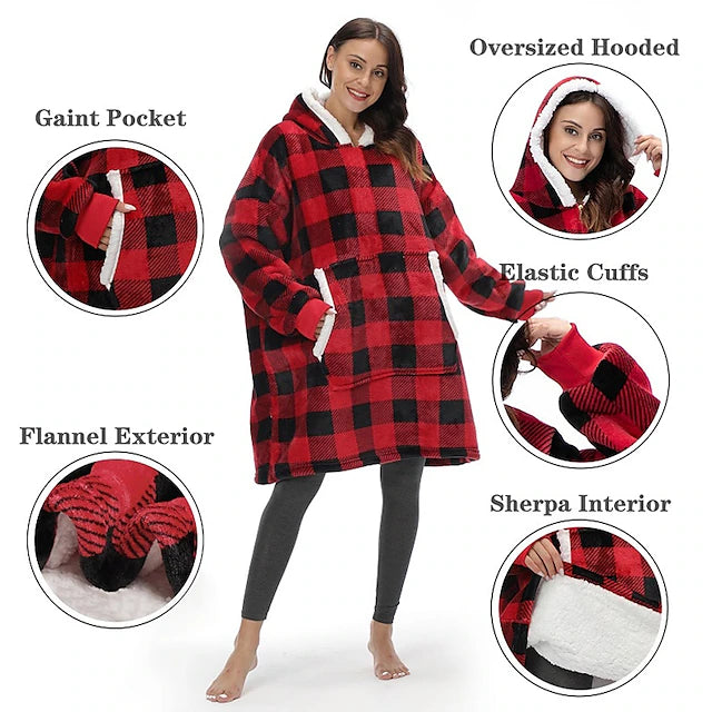 Toplo ćebe duks sa kapuljačom karirano - Azijashop