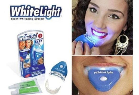 Model sa blistavim belim zubima nakon koriscenja sistema za izbeljivanje zuba. Vidljivi rezultati.