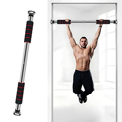 Prenosiva sipka za zgibove, idealna za vezbanje kod kuce. Lako se postavlja i skida, savrsena za fitness entuzijaste.