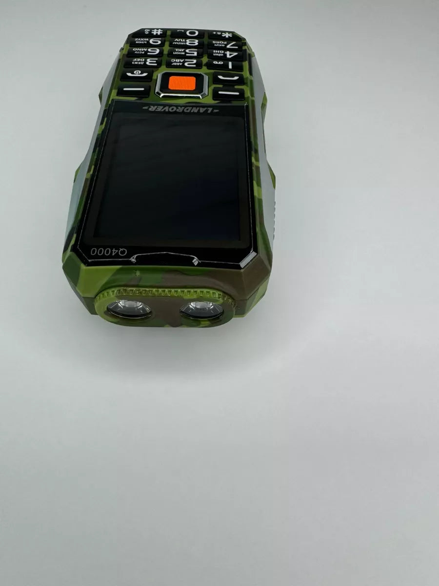 Telefon Landrover Q4000 sa dve lampe za osvetljavanje na vrhu telefona.