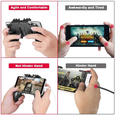 Gejmpad za telefon prikaz drzanja ruku tokom igranja pubg free fire i drugih mobilnih igrica kontroler za telefon