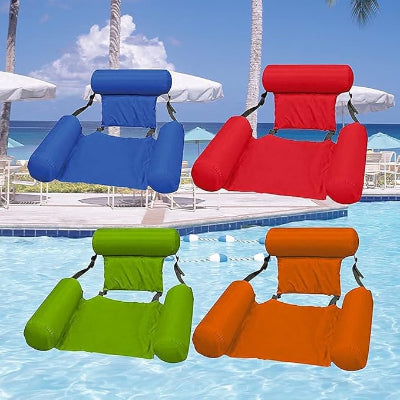 Plutajuce lezaljke za vodu u razlicitim bojama: plava, crvena, zelena, narandzasta. Odaberite omiljenu nijansu.