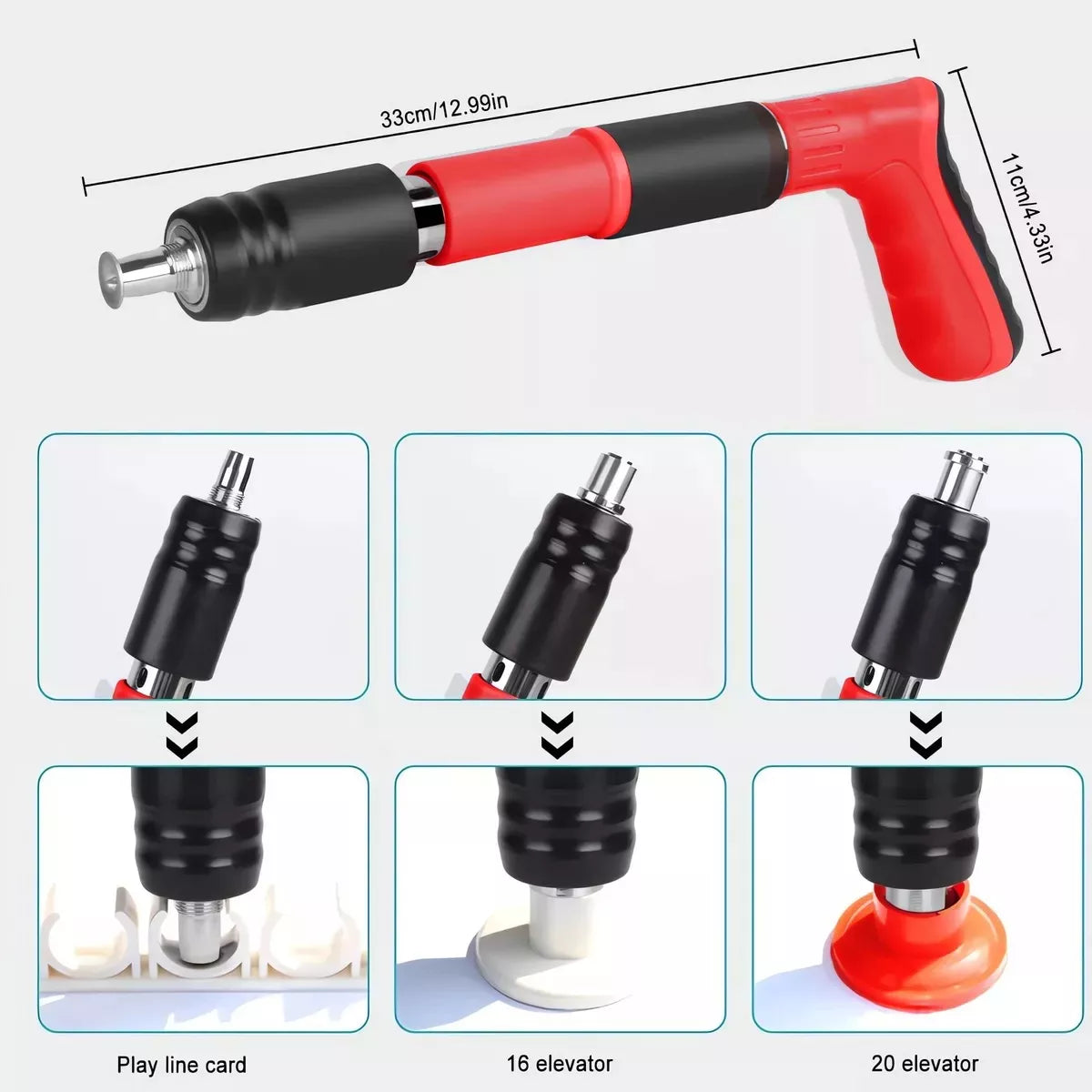 Razliciti nastavci za pneumatski pistolj za eksere i dimenzije aparata.