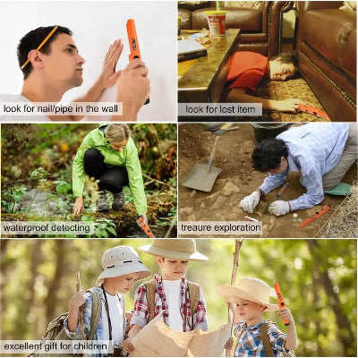 Prikaz detektora metala u razlicitim scenarijima koriscenja: u kuci, dvoristu, prirodi. Za trazenje izgubljenih predmeta.