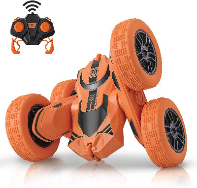 Narandzasti RC akrobatski auto na daljinsko upravljanje prevrtanje voznja po svim terenima poklon za decake