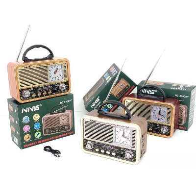 NNS retro radio tranzistor sa satom i budilnikom bluetooth zvucnik podrzava AM FM SW usb tf kartice prenosni radio za kucu i putovanja.