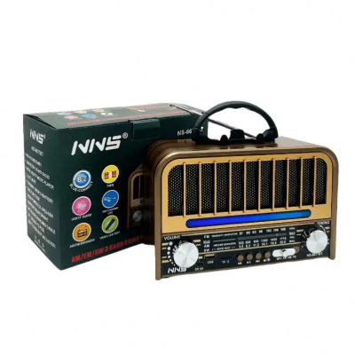 Retro tranzistor radio NNS NS-6577BT bluetooth zvucnik sa kutijom i funkcijama podrzava USB MicroSD kartice FM AM SW radio.
