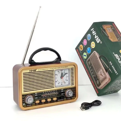 Retro tranzistor radio NNS NS-808BT sa drvenim kucistem i satom bluetooth zvucnik podrzava USB i microSD kartice fm radio.