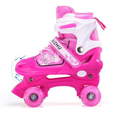 Roze rolsua za devojcice, model sa cetiri tocka. Pruzaju stabilnost i idealne su za decu pocetnike. Podesiva velicina.