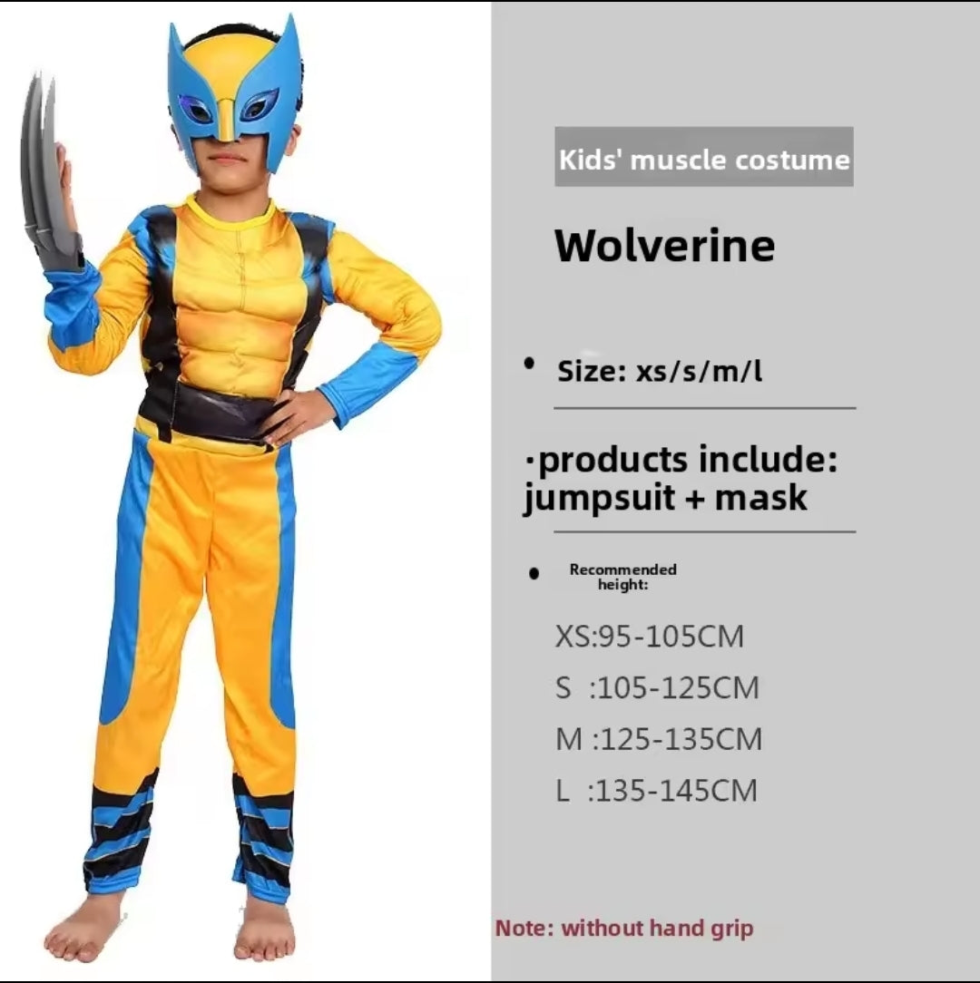 Wolverine kostim Vulverin za decu misicavi jumpsuit za maskembal razne velicine M S L za decake kostimi superjunaka