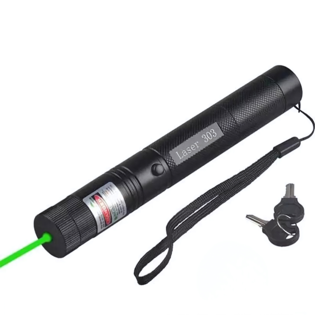 Snažan zeleni laser pointer sa sigurnosnim kljucem. Idealan za prezentacije, astronomiju i pokazivanje udaljenih objekata.