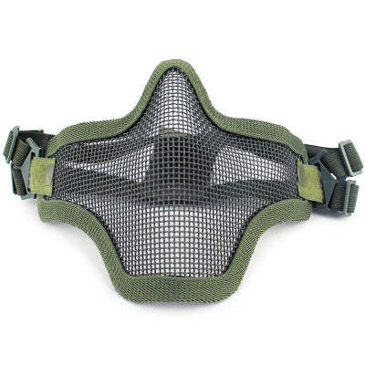Robusna airsoft maska u maslinasto zelenoj boji, idealna za zastitu lica i boravak u prirodi, pogodna za razne aktivnosti.