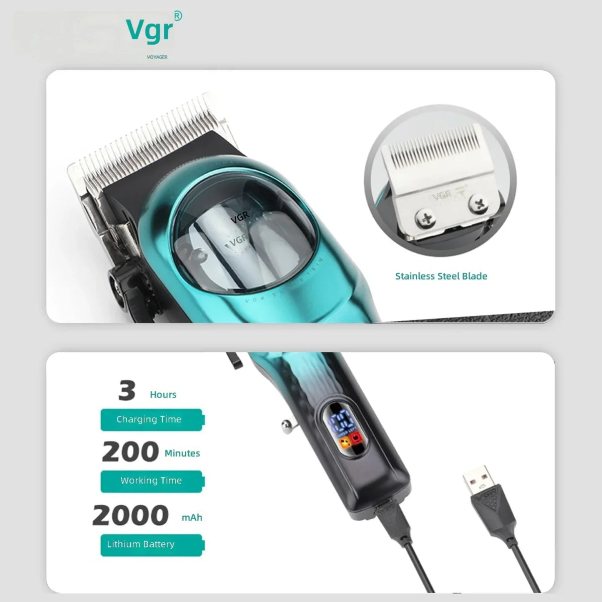 Detalj masinice za sisanje sa neradjajucom ostricom, led displejem i usb punjenjem