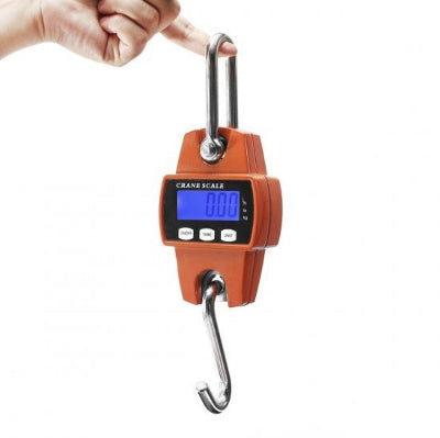 digitalna viseća vaga sa kukama, narandzasta, idealna za merenje tereta, ribe, prtljaga i ostalih stvari, precizna i laka za upotrebu