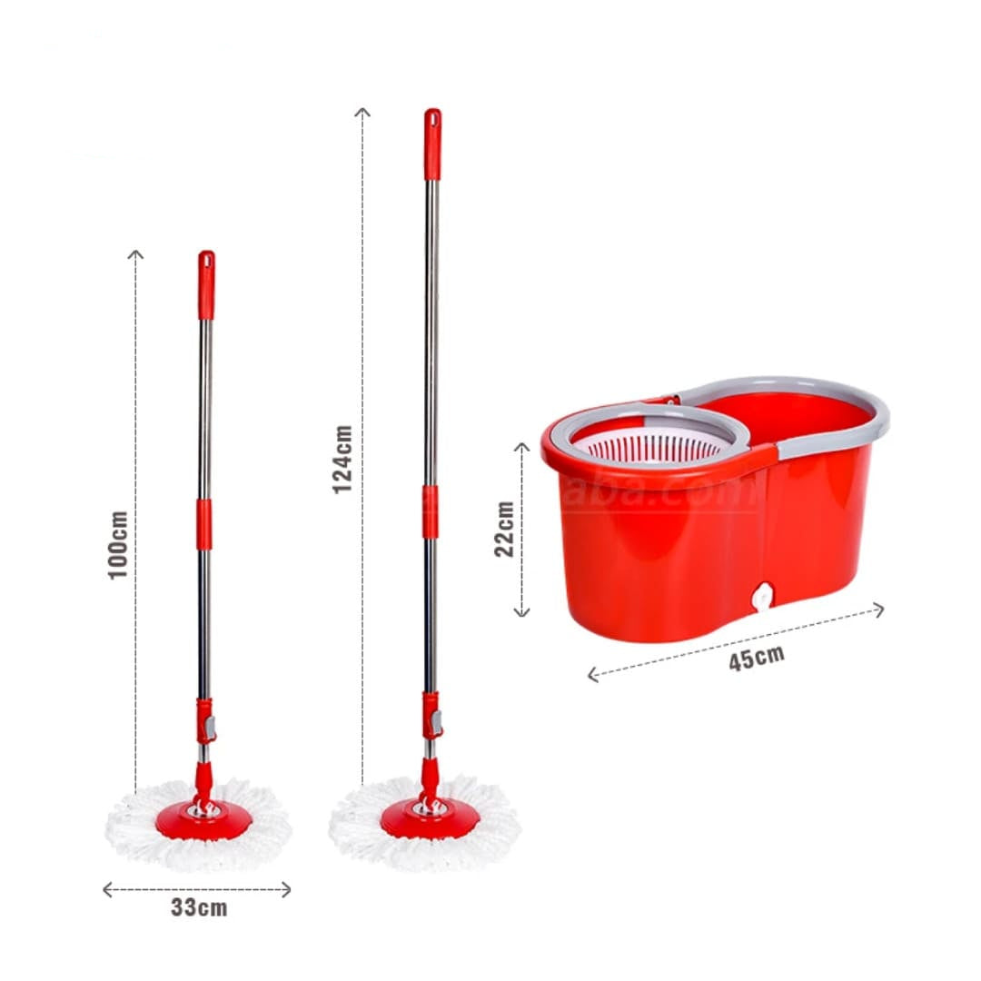 Dimenzije mopa i kante za vodu sa detaljnim prikazom visine drske i sirine posude za lakse planiranje prostora