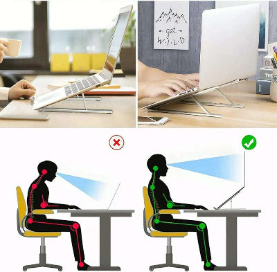 Ergonomski stalak za laptop, poboljsava drzanje tela, smanjuje bol u vratu i kicmi, preporuceno za rad od kuce.