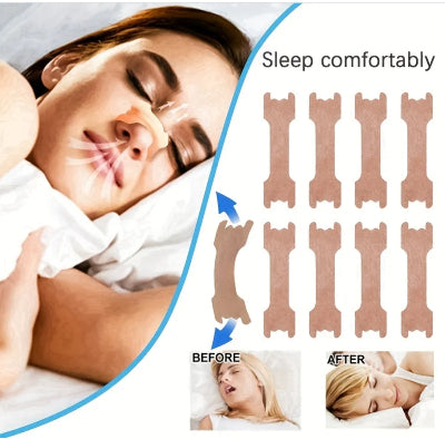 Pakovanje flastera za nos, prikazani nacin upotrebe za olaksano disanje i manje hrkanje. Slika prikazuje kako se flasteri koriste.