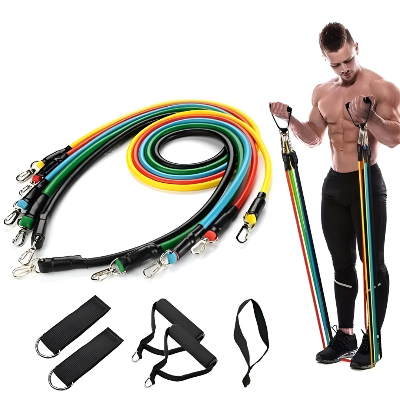 Komplet guma za vezbanje i traka za otpor. Idealno za kucni trening, jacanje misica i fitnes vezbe.