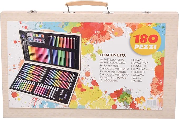 Drveni kofer likovnog seta sa ruckom