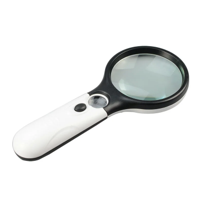 Rucna lupa sa LED osvetljenjem crno bela profesionalni dizajn opticko socivo za ciscenje i povecanje predmeta i teksta