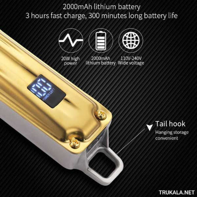 Zlatna masinica za sisanje VGR sa LCD ekranom koji prikazuje status baterije. Poseduje 2000 mAh litijumsku bateriju i brzo punjenje za dugotrajan rad.