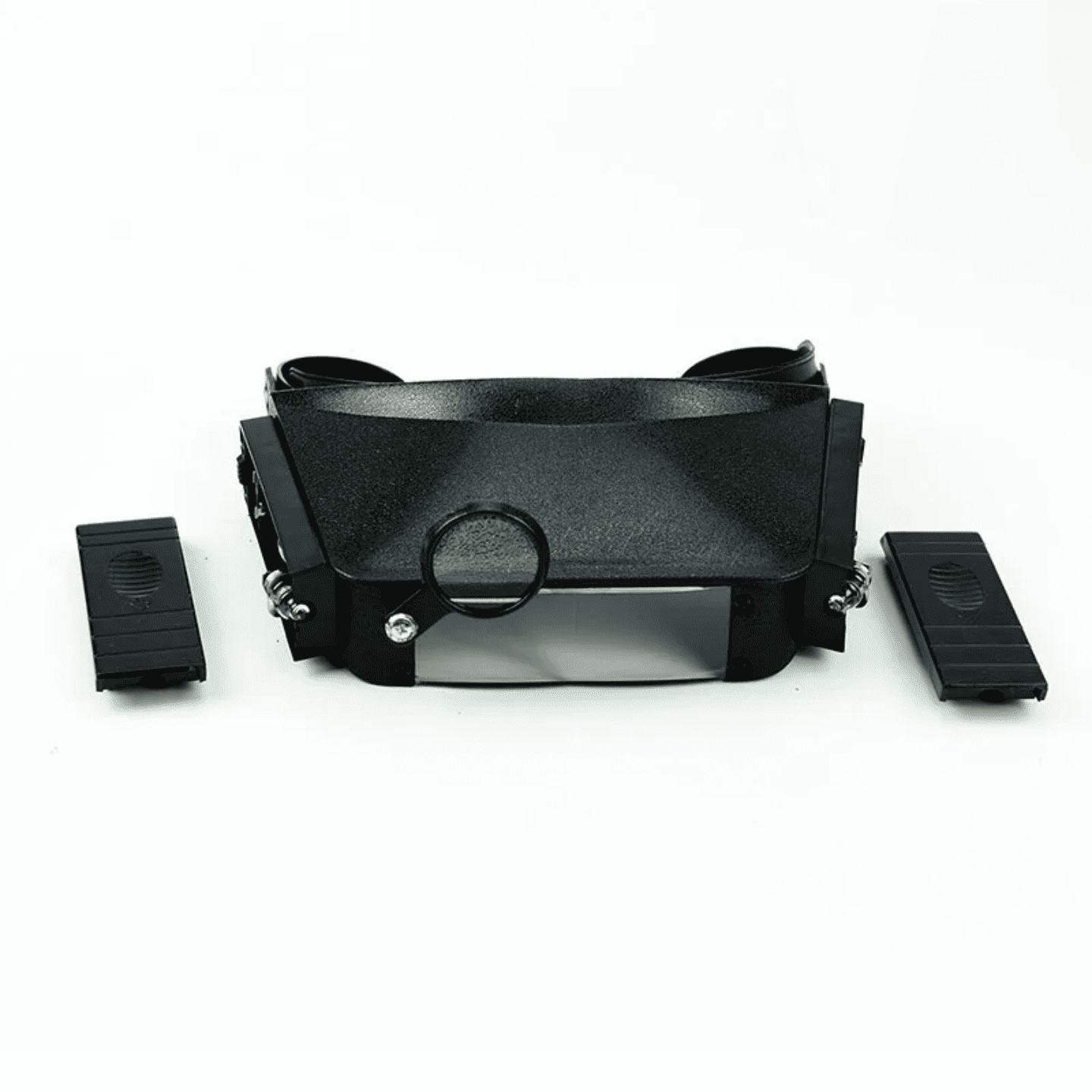 Prednji pogled naglavne lupe sa baterijskim modulima