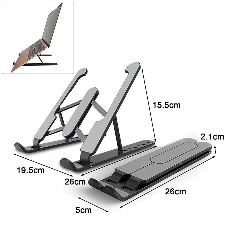 Dimenzije postolja za laptop sa oznacenim merama i visinom