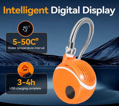 Pametni prenosni tus sa digitalnim ekranom koji prikazuje temperaturu vode od 5-50 stepeni Celzijusa. Vreme punjenja putem USB kabla je 3-4 sata. Idealno resenje za putovanja.