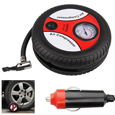 Prikaz prenosne pumpe za gume sa 12V prikljuckom za auto upaljac. Praktican i jednostavan uredjaj za svakog vozaca.