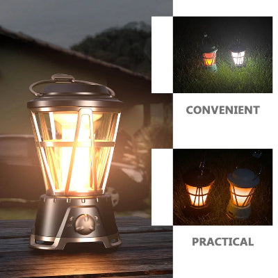 Lampa za kampovanje sa toplim i belim svetlom, prakticna i zgodna. Idealna za nocne aktivnosti i boravak u prirodi.