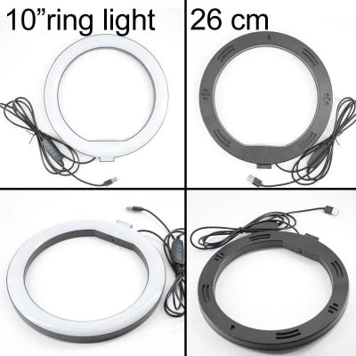 Dimenzije led ring svetla 10 inca 26 cm u beloj i crnoj boji za selfi i sminkanje video snimanje rasveta studio oprema