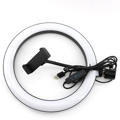 Ring light sa drzacem za mobilni telefon i usb kablom za lako povezivanje i kontrolerom jačine svetla