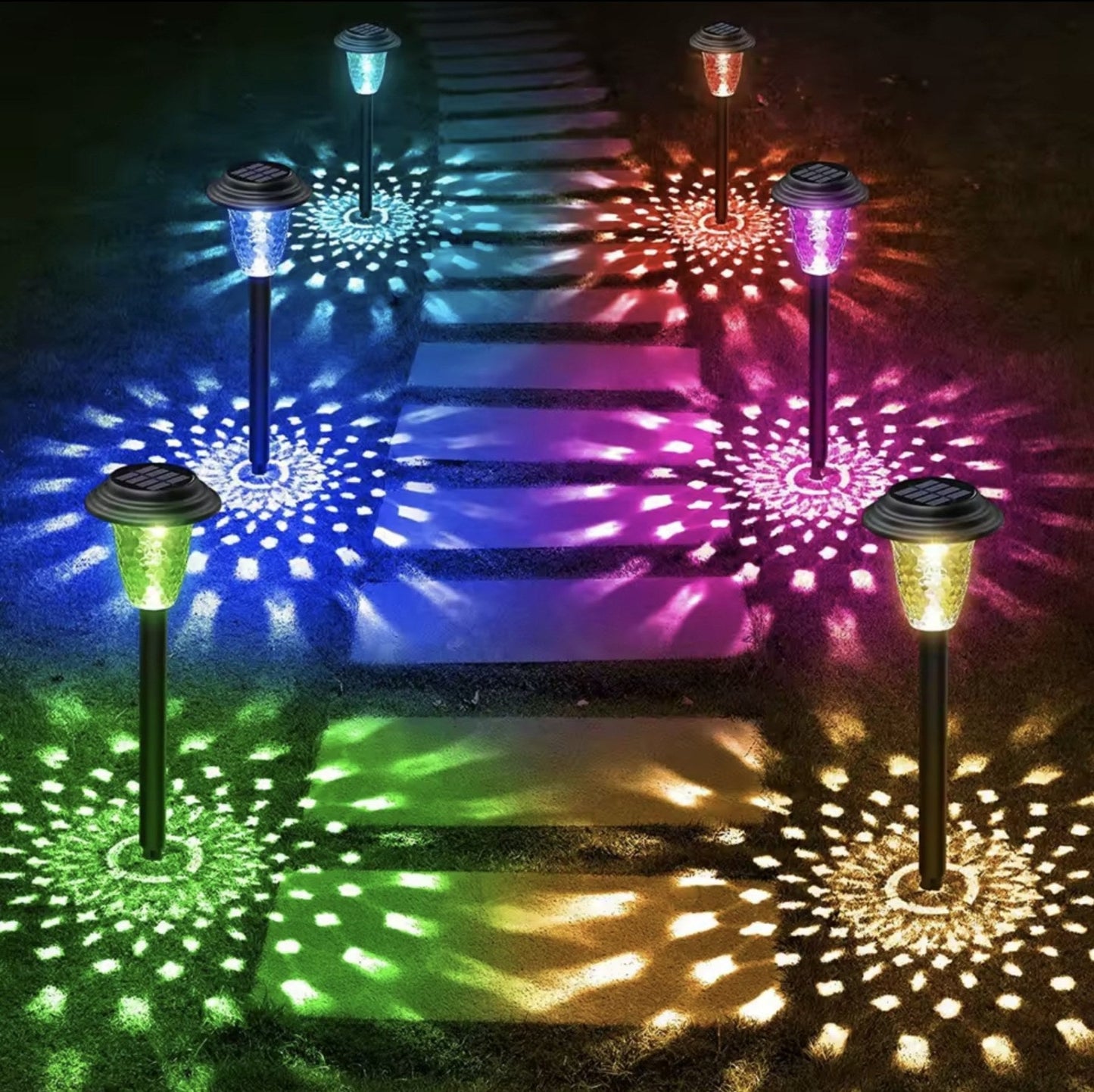 Solarne Bastenske Lampe - 8 Komada-RGB Azijashop