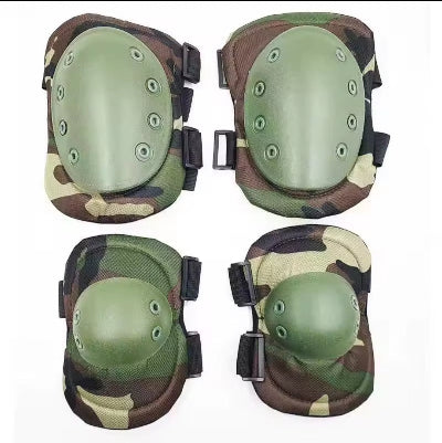 Kompletan set stitnika za kolena i laktove u maskirnom dezenu za zastitu tokom sportova kao sto su paintball i airsoft