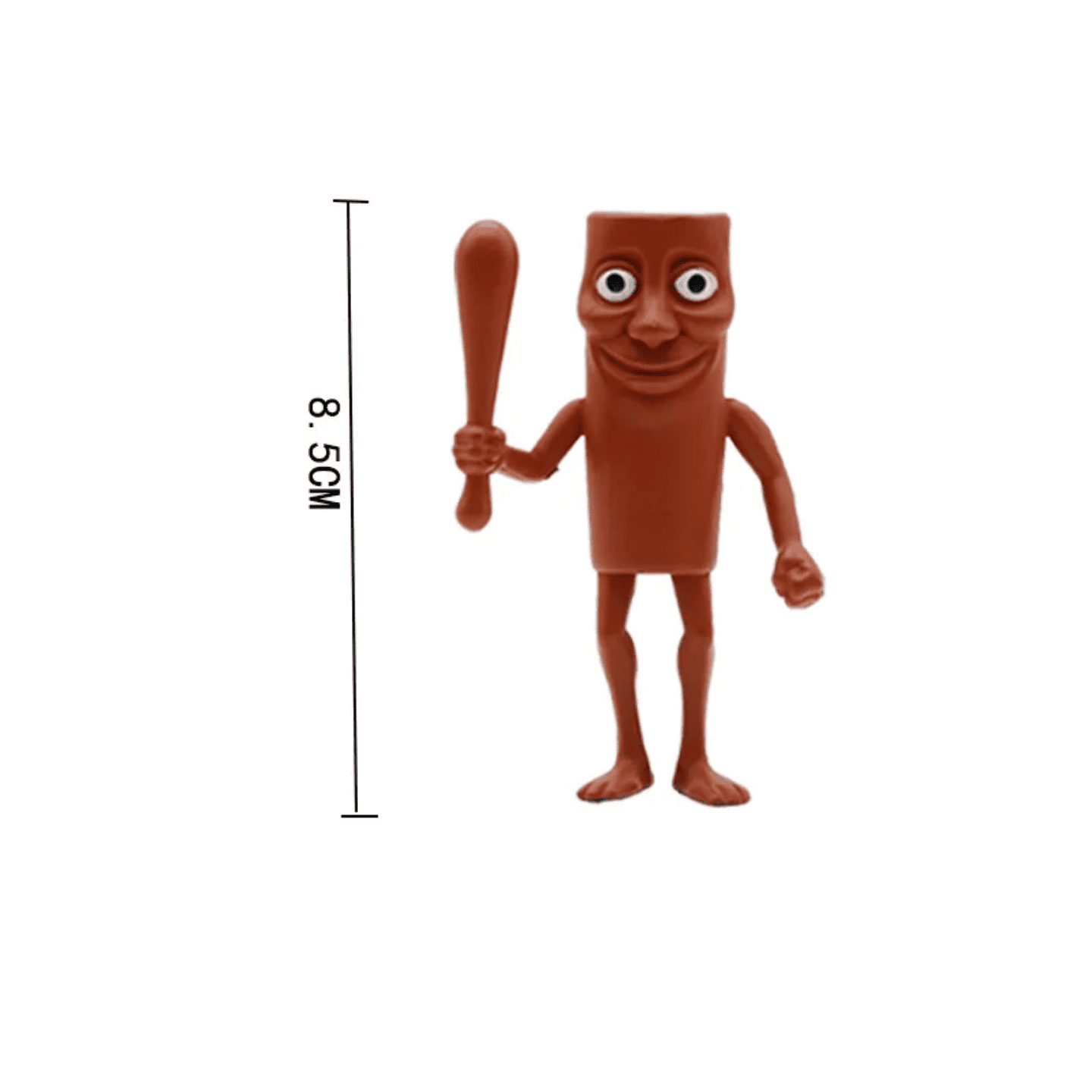Smešna gumena figurica sa palicom – prikaz dimenzija