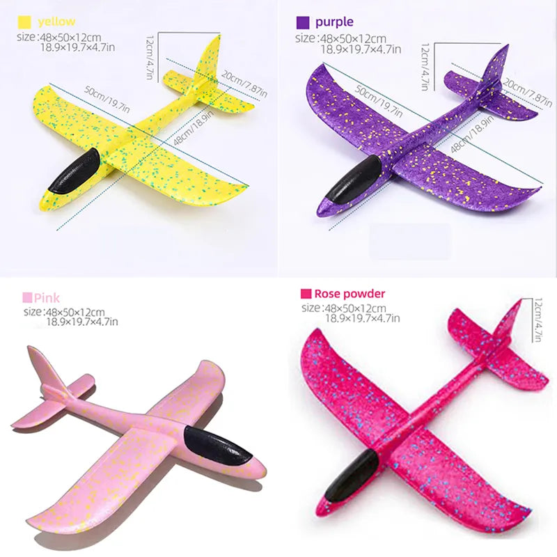 svetleci avion od pene sa led diodama 48cm zuti ljubicasti roze boja