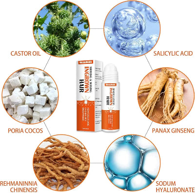 Prirodni sastojci za tretman uraslih dlaka. Prikazuje pamuk, drvo, biljne ekstrakte.