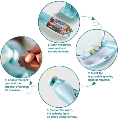 Jednostavno uputstvo za upotrebu elektricnog trimera za nokte koraci za ubacivanje baterija i montiranje nastavaka