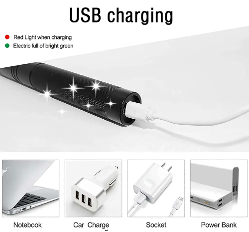 USB punjenje zelenog lasera punjivi laser indikator punjenja crveno zeleno punjenje preko laptopa auto punjaca uticnice power banka.