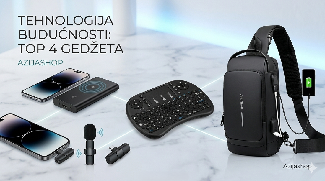 najbolji moderni gedžeti mini tastatura bežični mikrofon i power bank azijashop