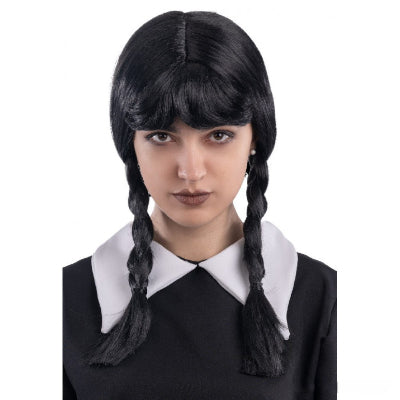 Crna perika sa pletenicama za kostim