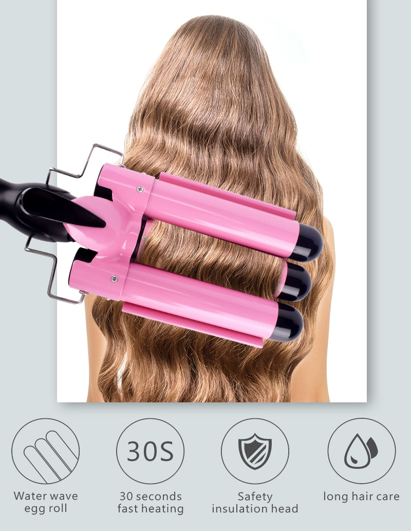 Uvijac presa za kosu trostruka roza - Azijashop