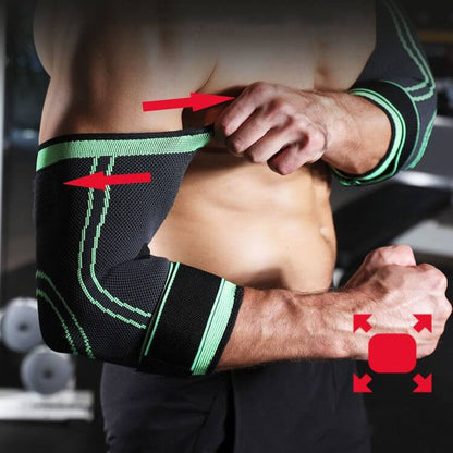 Elasticni kompresivni steznik za lakat sa dodatnom trakom za fiksiranje