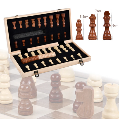 Drveni Sah Set 39cm Sklopivi 2u1 Sa Igracim Figurama